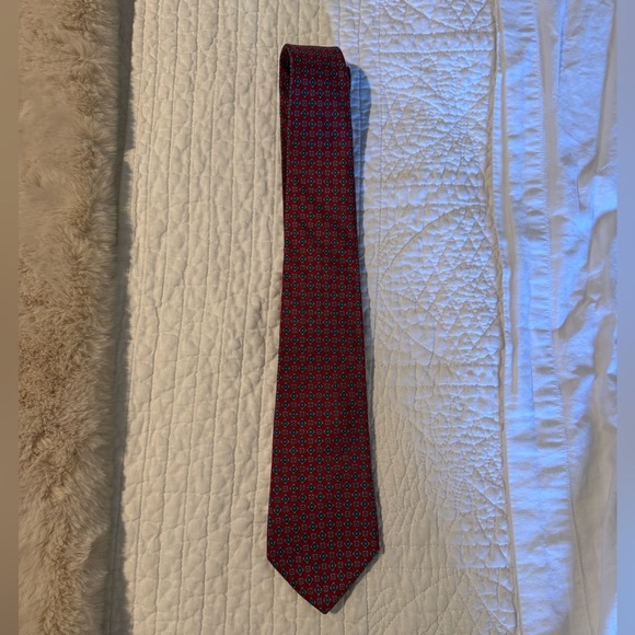 Dior Red and Blue Patterned Men's Tie - Picture 1 of 3